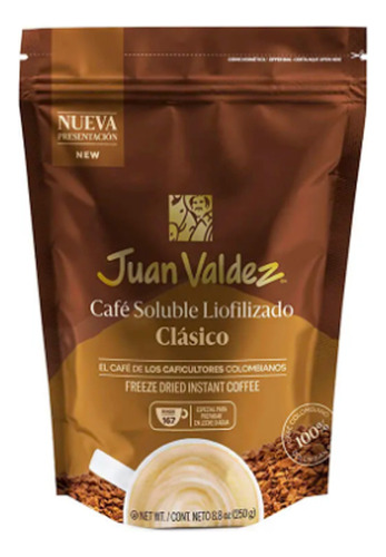 Café Juan Valdez Soluble Liofilizado Clásico X 250gr Doypack