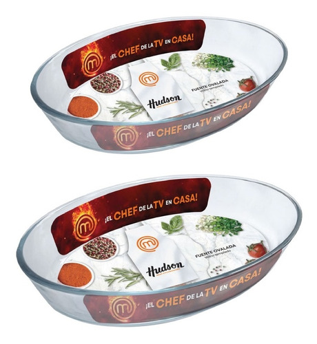 Set Fuente Vidrio Oval 34cm  30cm Master Chef Hudson