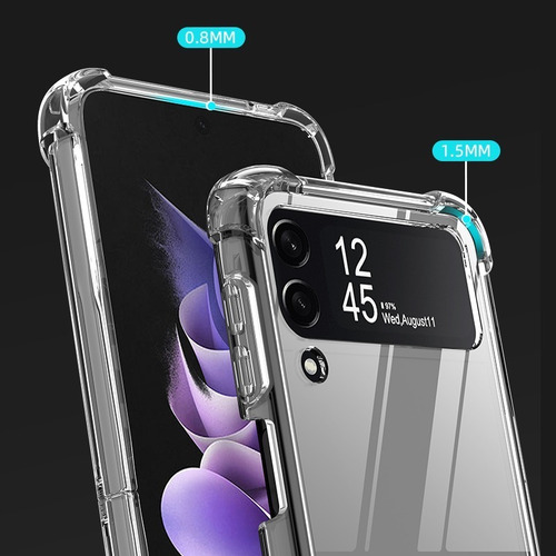 Imagen 5 de 10 de Carcasa Para Samsung Galaxy Z Flip 4 Transparente + Hidrogel