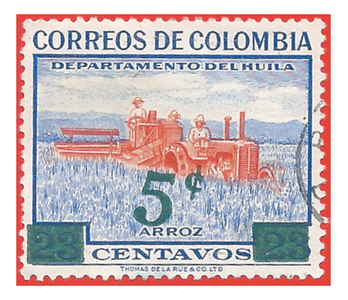 1958. Estampilla Arroz, Dpto. Del Huila, Rs Colombia. Slg1