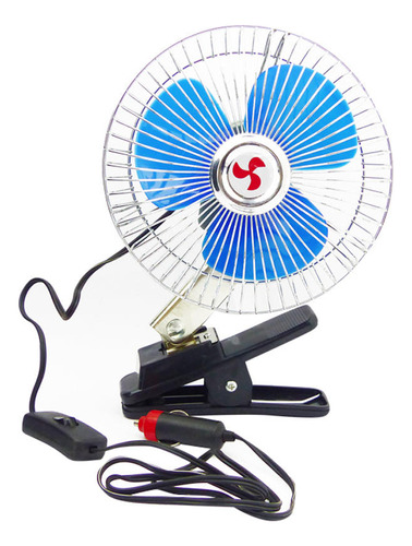 Ventilador Pinza Auto Metalico 6  12v Oscilante