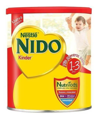 Leche de fórmula en polvo sin TACC Nestlé Nido Kinder en lata de 800g - 12 meses a 3 años