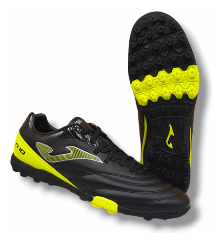 Tenis Futbol Rapido Fut7 Joma Negro Neón Número 10 Cosidos