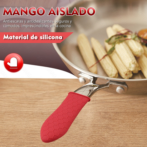 3 Funda Agarradera De Mango Silicón Para Sartén Olla Hierro