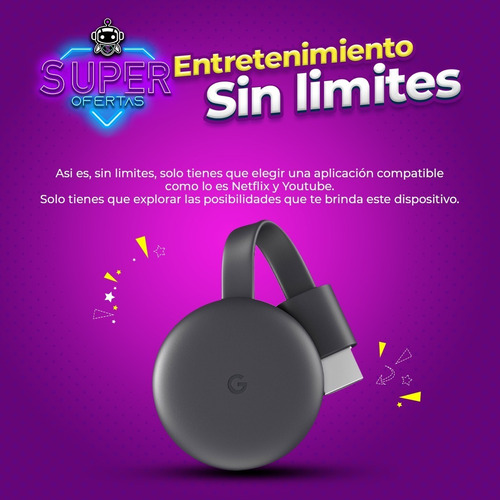 Imagen 3 de 5 de Google Chromecast 3 - Smart Tv + Netflix + Youtube + 2 0 2 1