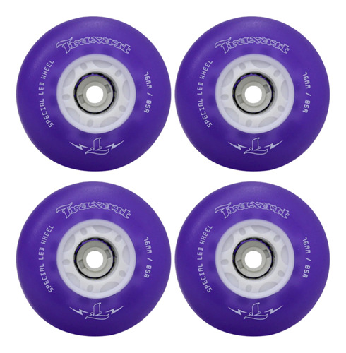 4 Rodas Inline Traxart Led Special 76mm Roxo + Brinde