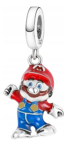 Charm Super Mario Bros Colorido En Plata 925 Silver Heart