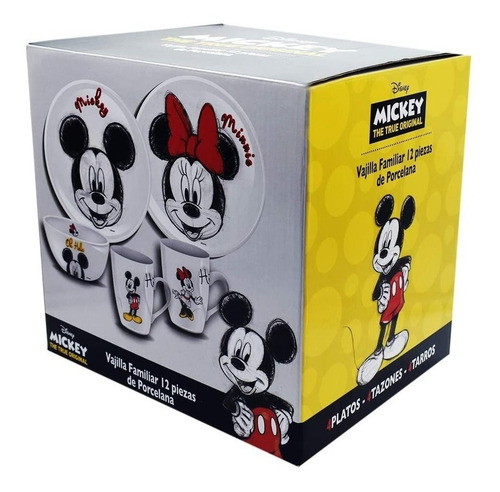 Vajilla De Porcelana Mickey Y Minnie Mouse Disney 12piezas