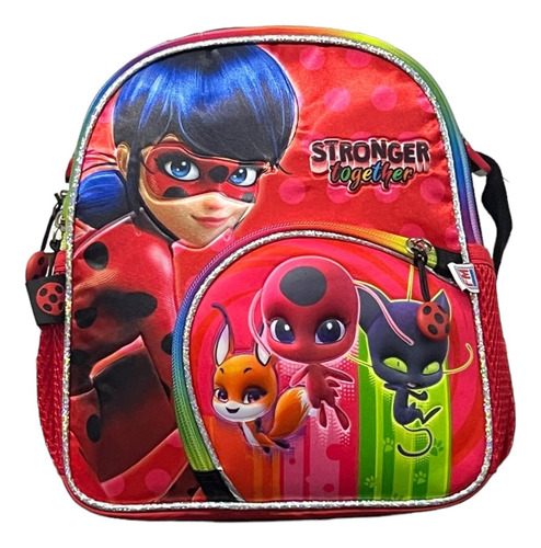 Kit Mochila Lady Bug Ruedas Lonch Lapicera Original Primaria