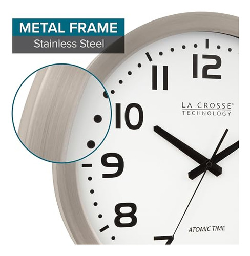 Reloj Analógico Atómico De Metal 40 Cm
