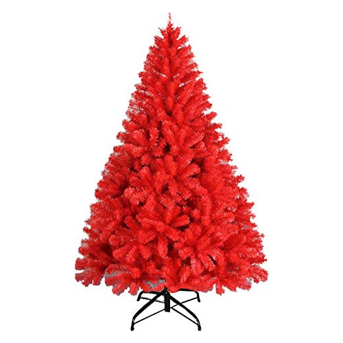 Árbol De Navidad Rojo Con Bisagras De Abeto De Lujo, Pino Co
