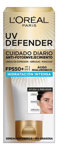 Crema Facial L'oréal Uv Defender Hidratación Intensa Fps 50+ 40g