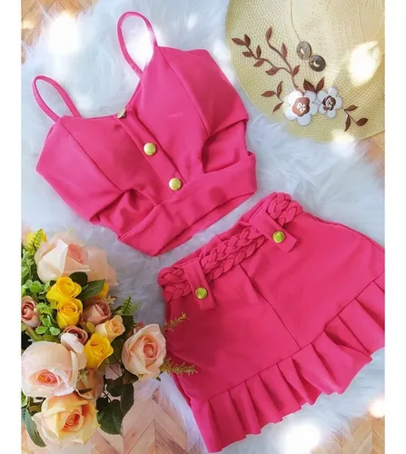 Atacado 10 Conjunto Feminino Short Saia E Cropped Bull