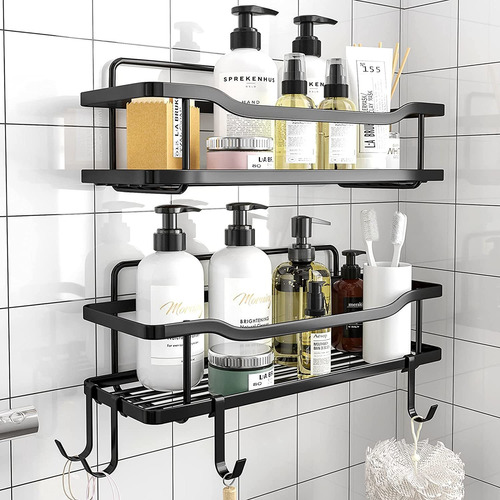 Imagen 1 de 9 de Organizador De Ducha Repisa Baño Adhesivo Set 2 Inoxidable
