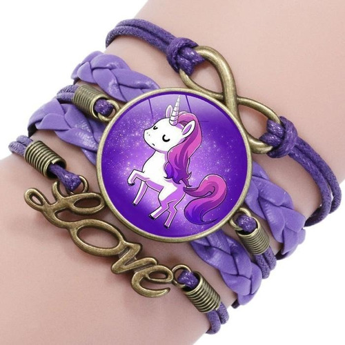 Pulsera Unicornio Moda Niña Cuero, Mxfsb-016, 1 Pza. Morada