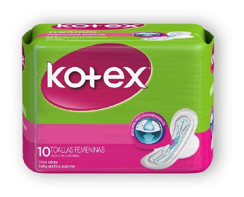 Toallas Sanitarias Diurna Con Tela Extra Suave 10 Und Kotex