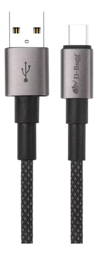 Cable Usb A A Tipo C Trenzado Reforzado Carga Rápida 1 Metro Negro