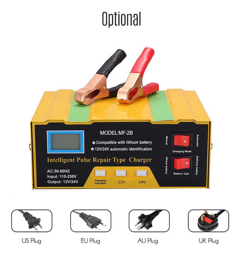 Imagen 3 de 8 de Cargador De Batería De 12v/24v Con Luz Led Batería Cargador