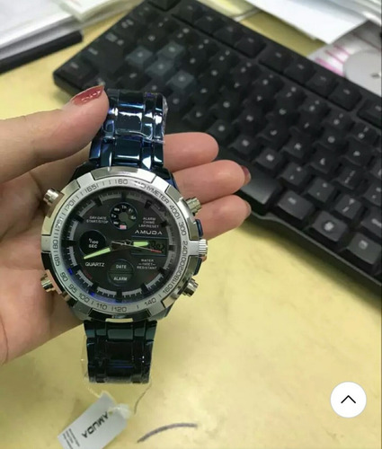 Relógio Luxo Dourado Prata Masculino Original Promoção Novo