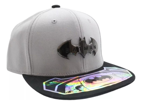 Gorra Batman Gris Escudo Metal Hombre Caballero Dc Comics 