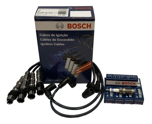 Juego De Bujias 3 Electrodos Y Cables Bosch Vw Fox 1.6 8v 