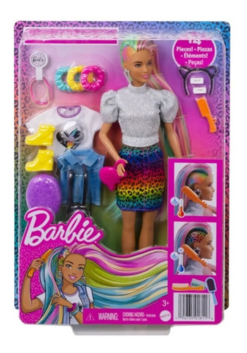 Barbie Fashionista Peinado Arcoiris Animal Print Leopardo
