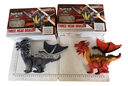 Dinosaurio Dragon 3 Cabezas Con Alas Sonido 2 Colores