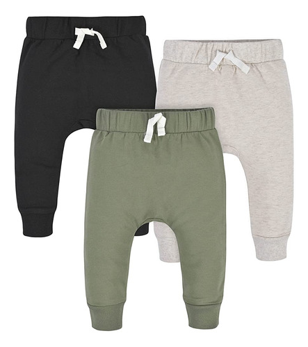 Gerber Baby Boys Toddler 3-pack Jogger Sweatpants, Verde/neg