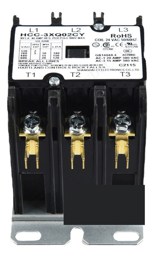 Contactor De Bobina De Ca De 24 V Ca Y 30 A, 3 Polos,
