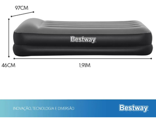 Colchón inflable eléctrico individual Bestway con bolsa, color negro