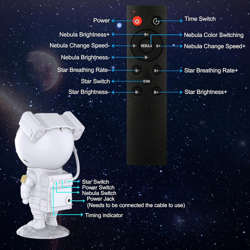Astronaut Proyector Galaxy, Proyector Estrellas Luz