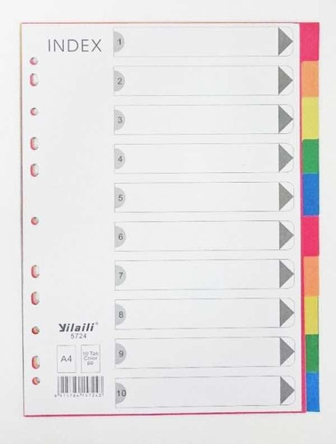 Indice Separador 10 Colores A4 Pack X10