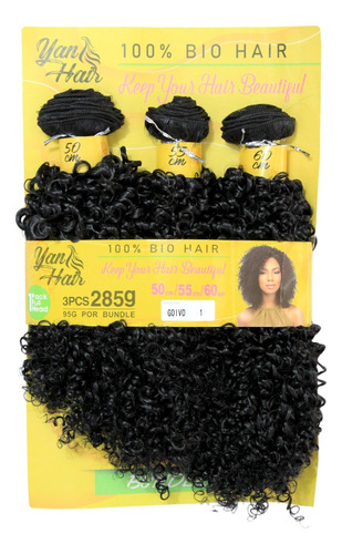 Cabelo Cacheado Fibra Orgânica Goivo Afro Volumoso 60cm 285g Cor Preto Cor 01