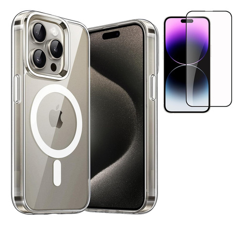 Carcasa Magnética Para iPhone 15 Pro Max Transparente