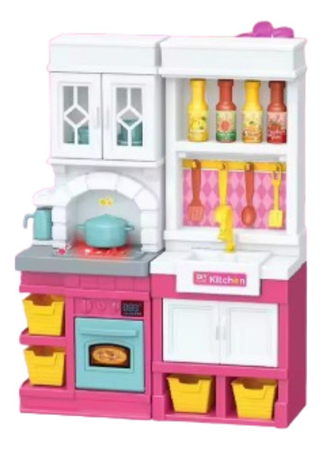 Mini Cocinita Integral Micro Horno Estufa Con Luz Y Sonido Color Rosa