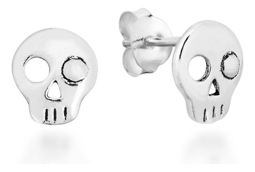Aeravida Punk Mini One-eyed Skull .925 Aretes De Plata Ester