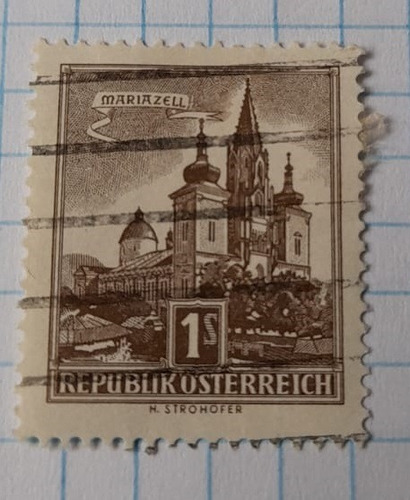 Sello Postal Austria - 800 Aniversario Ciudad Mariazell 1957
