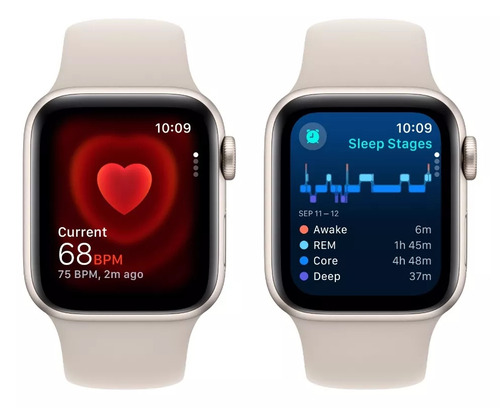 Apple Watch SE (2nd GEN) GPS • Caja de aluminio blanco estelar de 44 mm • Correa deportiva blanco estelar - M/L - Excelente (Reacondicionado)