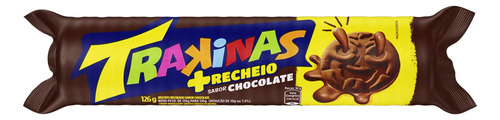 Biscoito Recheio Chocolate Trakinas Mais Recheio Pacote 126g