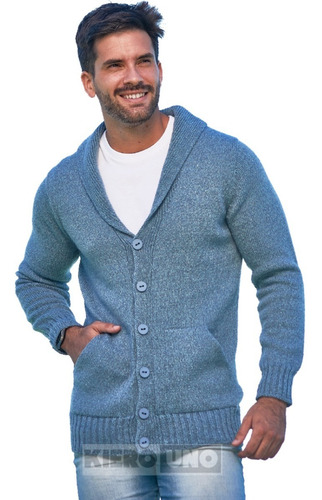 Imagen 1 de 5 de Cárdigan Hombre Tejido Bolsillos Y Solapa Campera Kierouno