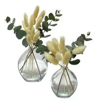 Comprar Kit X2 Floreros Vidrio + Ramos Flores Secas Regalo Deco Home