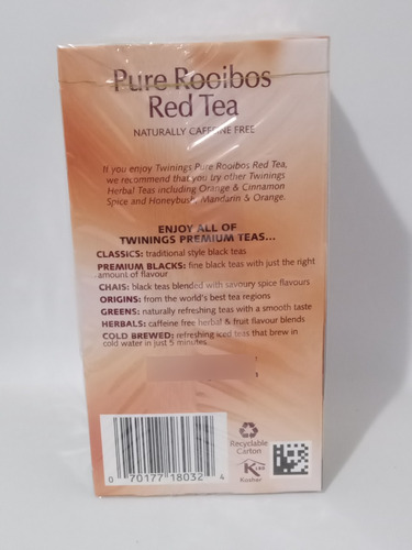Chá Vermelho Twining Of London Rooibos Pure 20 Unid 40g