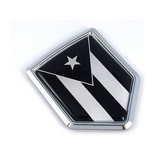 Puerto Rico Black Flag Chrome Car Emblem Auto Badge Dec...