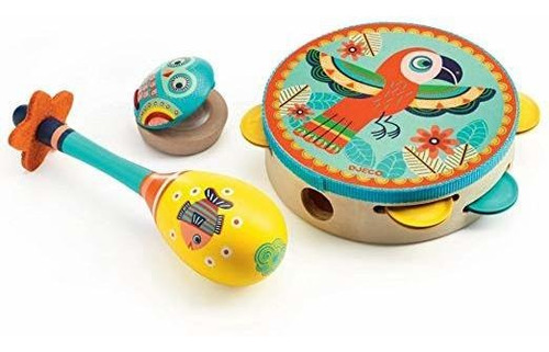 Djeco Animambo Tambourine, Maraca, Castanet Musical Instrume