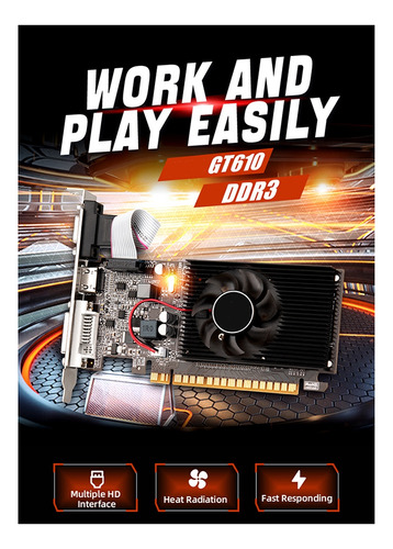 Tarjeta Gráfica Geforce Gt610, 1 Gb, Ddr3, 810 Mhz, 1800 Mhz