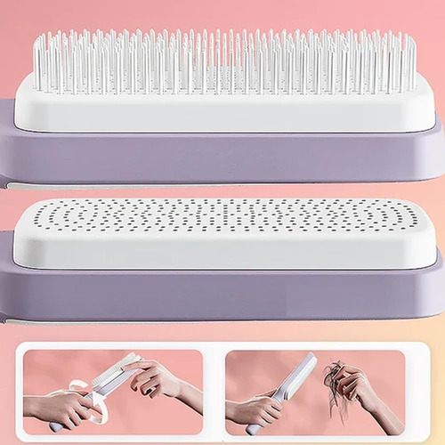 2pc Cepillo Para El Cabello Autolimpiante,peine Para Masaje