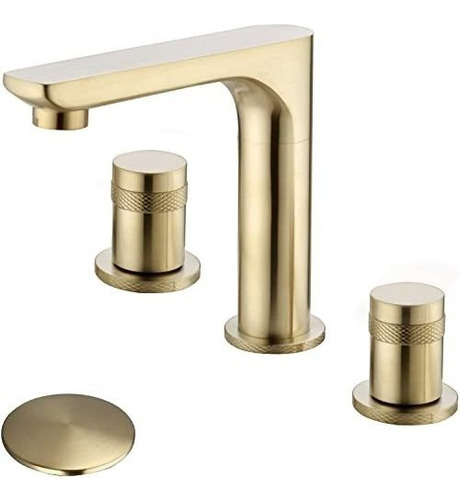 Grifo De Baño De Oro Cepillado 2 Manija De Perilla De 8 Pul