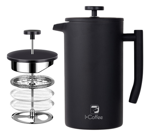 Icoffee Prensa Francesa Inox | 0.7l Cor Preto