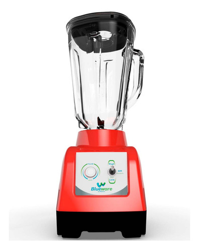 Licuadora Blueware Bw5-75-gl-r 2l 2v Vaso De Vidrio Rojo