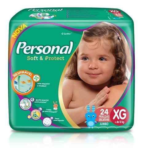 Fralda Personal Soft&protect Jumbo Tamanho Xg 24 Unidades Gênero Sem gênero Tamanho Extra grande (XG)